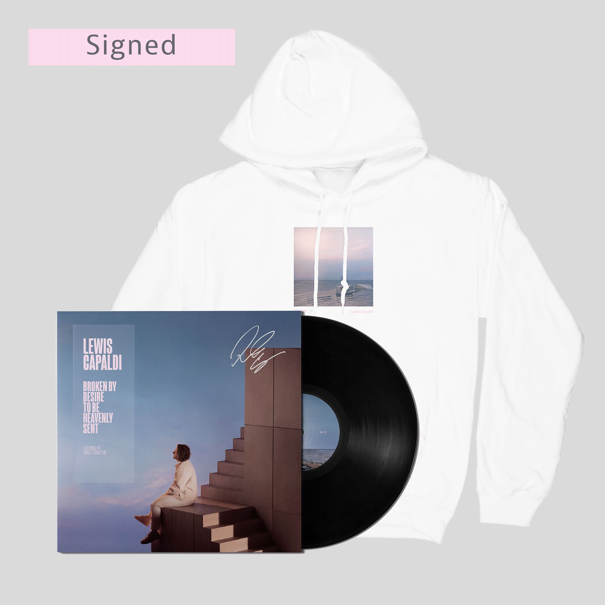 Lewis Capaldi Broken By Desire To Be Heavenly Sent Exklusive Signed LP Black + Hoodie 251652