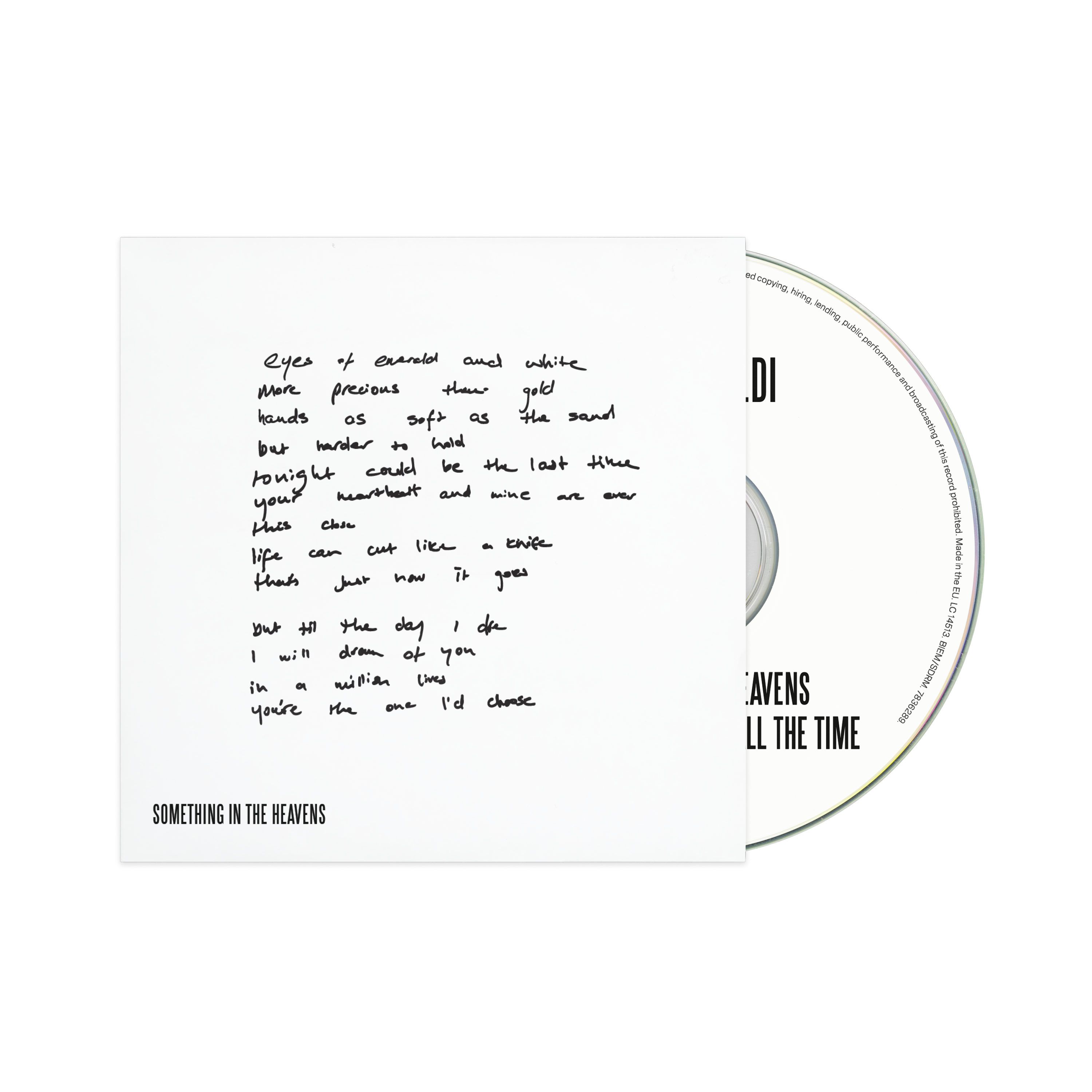 Lewis Capaldi Something In The Heavens (Lyrics CD) Incl. the lyrics written by Lewis himself on the front cover & a demo of a future song you'll never hear anywhere else! 417890