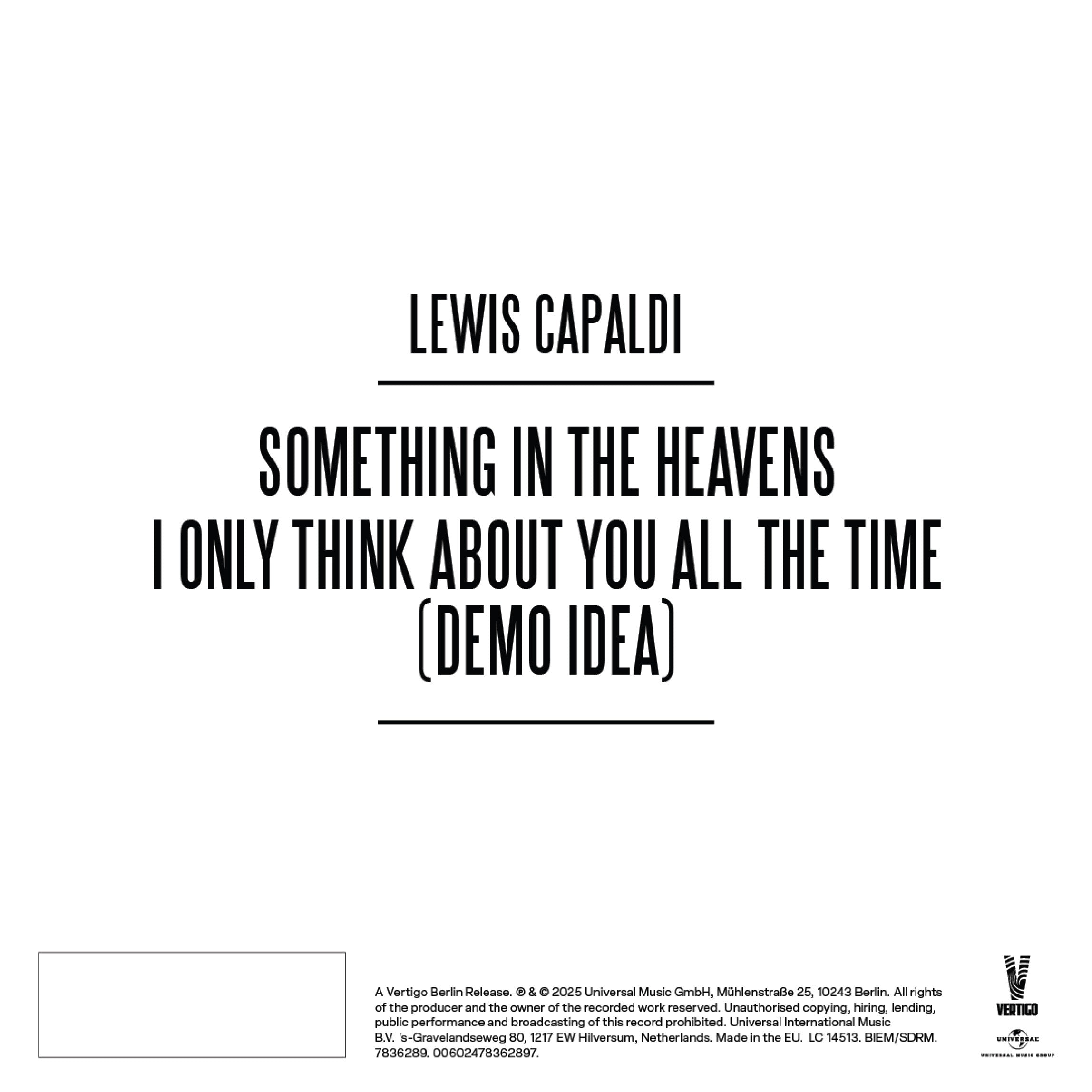 Lewis Capaldi Something In The Heavens (Lyrics CD) Incl. the lyrics written by Lewis himself on the front cover & a demo of a future song you'll never hear anywhere else! 417888